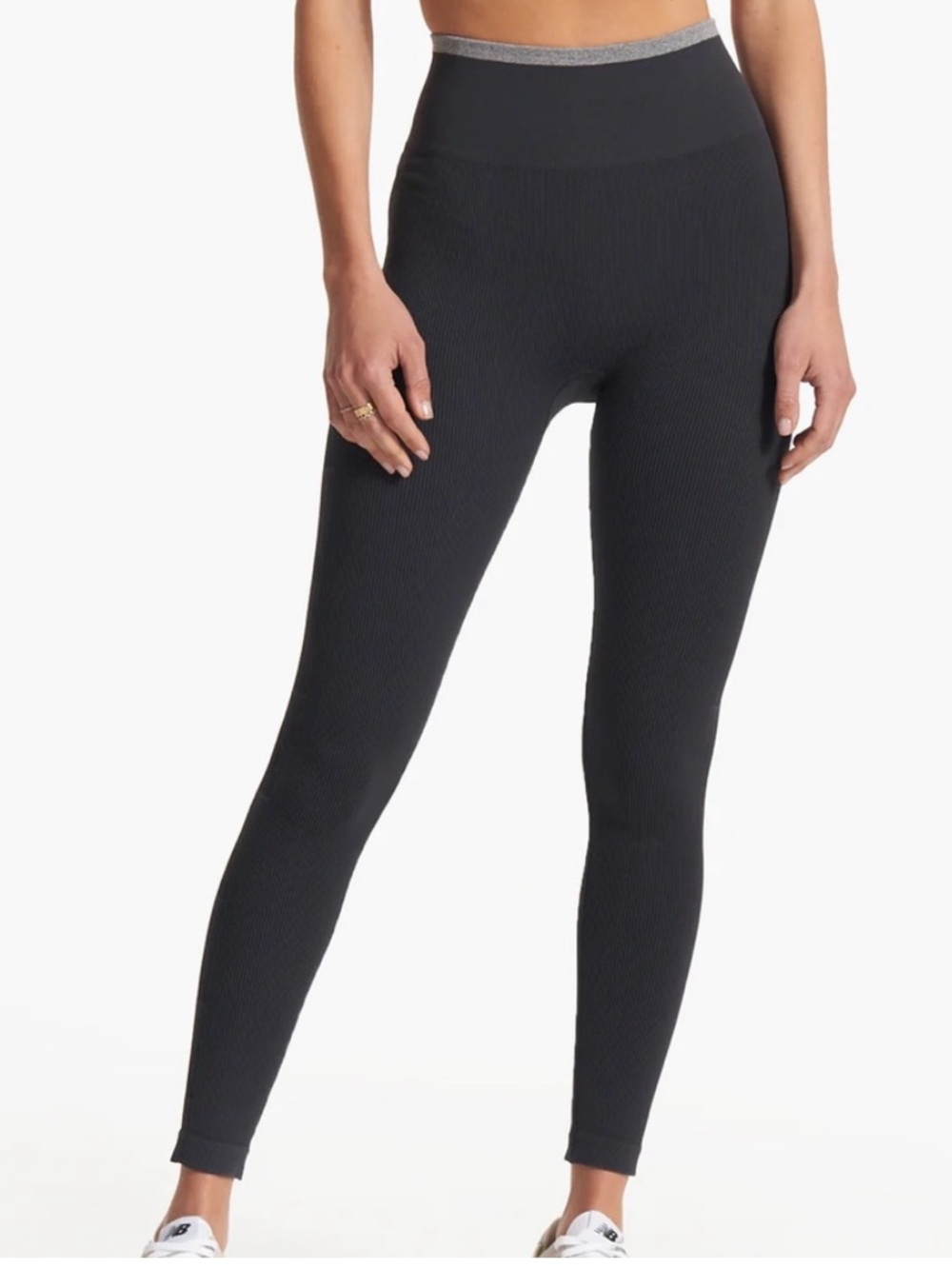 Vuori Black Ribbed High-Waist Leggings
